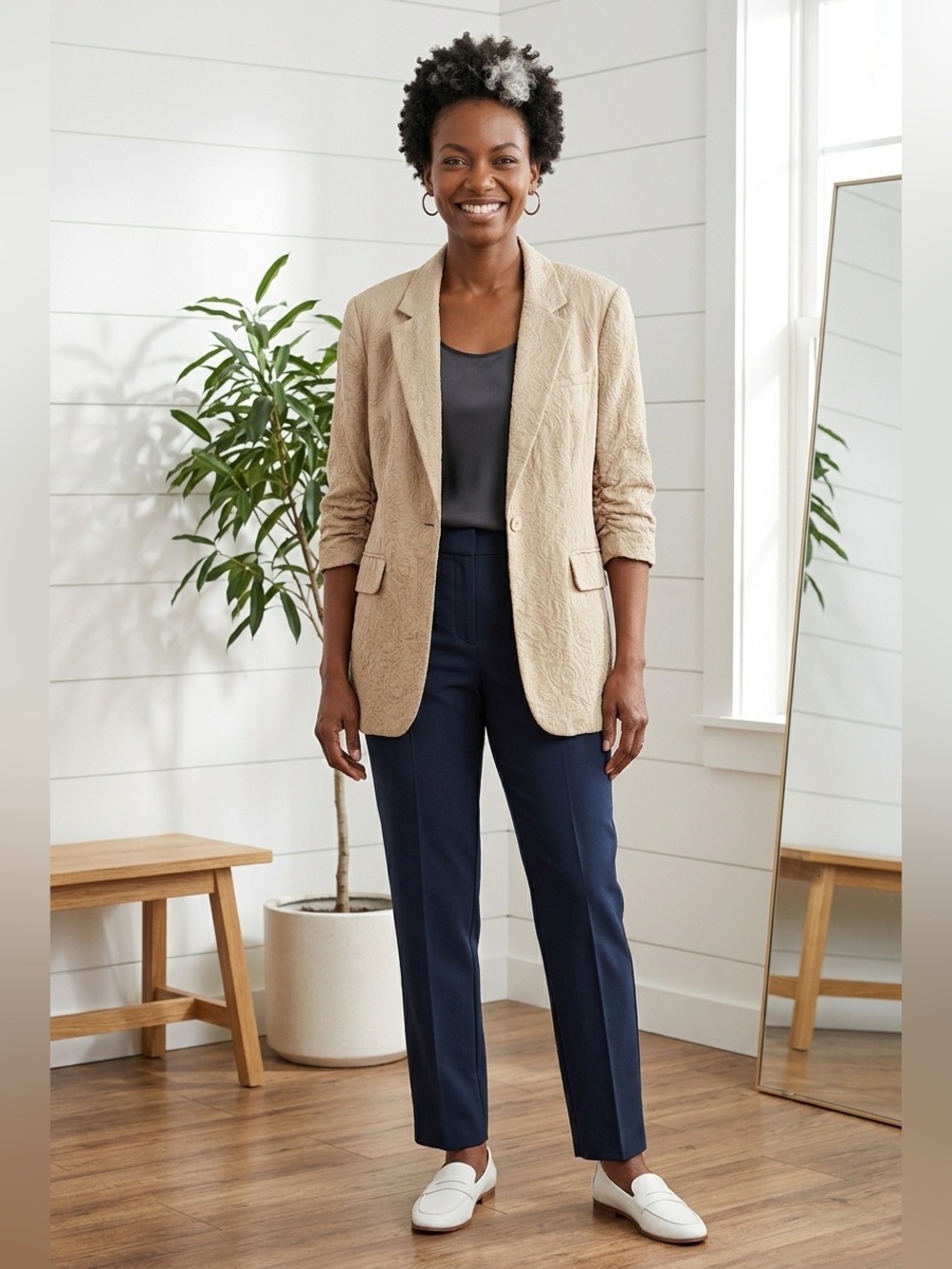 Coldwater Creek Beige Textured Blazer